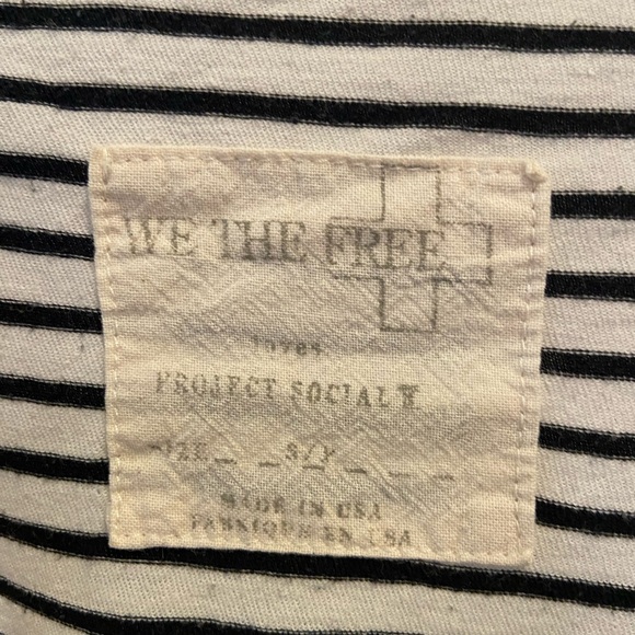 Free People Black and White Striped Short Sleeve Tee - Picture 3 of 4